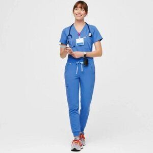 Figs Capri Blue Zamora High Waisted Joggers size M